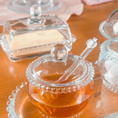 Kit Café da Manhã Vidro 5 Itens - Queijeira + Manteigueira + Açucareiro + Meleira + Travessa Pearl Bolinhas Wolff