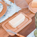 Kit Café da Manhã 4 ITENS Boleira + Manteigueira + Porta Frios Bambu + Queijo BAMBU Para mesa posta