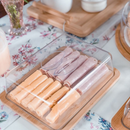 Kit Café da Manhã 4 ITENS Boleira + Manteigueira + Porta Frios Bambu + Queijo BAMBU Para mesa posta
