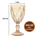 Jogo de 6 Taças de Vidro Diamond Transparente Ambar Furta Cor Verde Azul Fume Bico De Jaca 330ml