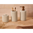 KIt Banheiro Lavabo Dispenser e Copo Porta escovas em Poliresina Texturizada Canelada Elegante Luxo