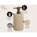 KIt Banheiro Lavabo Dispenser e Copo Porta escovas em Poliresina Texturizada Canelada Elegante Luxo
