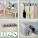 Suporte Organizador Multiuso 5 Lugares 6 Ganchos Porta Vassoura Rodo Chaves Posições