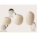 Conj Trio Kit Vasos Decorativos Em Cerâmica Bege Enfeite Sala Jantar Centro Mesa Boho Chic Plantas