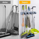 Suporte Organizador Multiuso 5 Lugares 6 Ganchos Porta Vassoura Rodo Chaves Posições