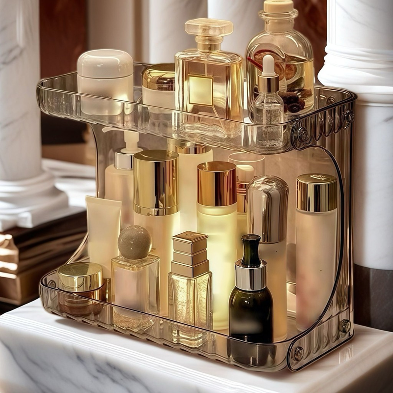 Prateleira Organizador Diamante Acrílico Porta Maquiagem Suporte Multiuso De Mesa