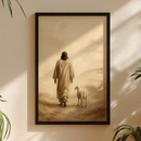 Quadro Decorativo Jesus Ovelha Cordeiro Caminho Cristão Fé Esperança Pastoreio Simbologia Religiosa