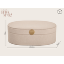 Caixa Decorativa MDF Porta Objetos Revestimento Em Tecido Retangular Oval Off White