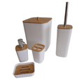 Kit Banheiro Luxo 5 Peças com Detalhes em Bambu – Conjunto Completo para Lavabo - Angel & Home