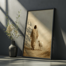 Quadro Decorativo Jesus Ovelha Cordeiro Caminho Cristão Fé Esperança Pastoreio Simbologia Religiosa