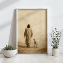 Quadro Decorativo Jesus Ovelha Cordeiro Caminho Cristão Fé Esperança Pastoreio Simbologia Religiosa