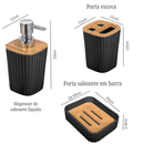 Kit Banheiro Conjunto Acessórios Lavabo Luxo 5 Peças Bambu