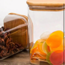 OFERTA Pote Acrílico Com Tampa Quadrado Vedação Transparente Universal 1000ml 800ml 500ml