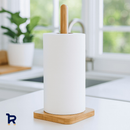 Kit Bambu Porta Guardanapo + Suporte de Papel Toalha Grande para Mesa Bancada Cozinha