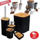 Kit Banheiro Conjunto Acessórios Lavabo Luxo 5 Peças Bambu