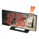 Relógio De Mesa Com Projetor 19,5x9x5Cm Espelhado Com Temperatura Alarme Despertador USB Preto