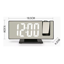 Relógio De Mesa Com Projetor 19,5x9x5Cm Espelhado Com Temperatura Alarme Despertador USB Preto