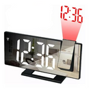 Relógio De Mesa Com Projetor 19,5x9x5Cm Espelhado Com Temperatura Alarme Despertador USB Preto