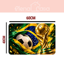Tapete de Porta Antiderrapante Copa Do Mundo - Futebol - Entrada - Taça Copa Emborrachado 40x60