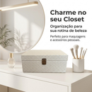 Caixa Organizadora Decorativa Textura Rattan Branca - 20cm/28cm
