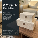 Caixa Organizadora Decorativa Textura Rattan Branca - 20cm/28cm
