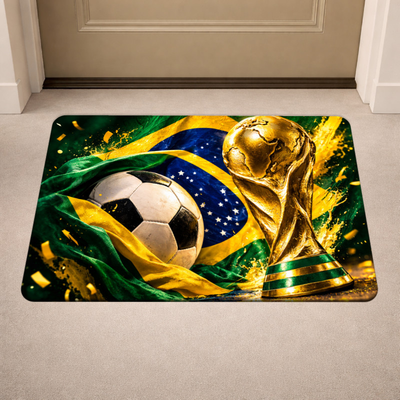 Tapete de Porta Antiderrapante Copa Do Mundo - Futebol