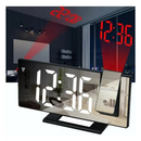 Relógio De Mesa Com Projetor 19,5x9x5Cm Espelhado Com Temperatura Alarme Despertador USB Preto