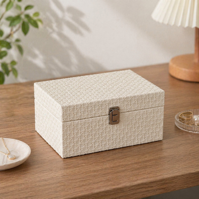 Caixa Organizadora Decorativa Textura Rattan Branca 20cm ou 28cm | Cesto Organizador para Banheiro, Cozinha e Closet