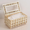 Caixa Porta Lenços De Papel Em Acrílico Cristal-Estilo Luxuoso Europeu, com Design de Corte Diamantado