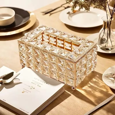 Porta Lenços de Papel em Acrílico Cristal / Organizador Luxuoso para Banheiro, Sala e Escritório