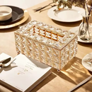 Caixa Porta Lenços De Papel Em Acrílico Cristal-Estilo Luxuoso Europeu, com Design de Corte Diamantado