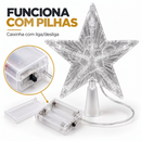 Estrela LED Ponteira de Árvore Natalina Iluminada Cristal Decoração