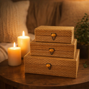 Kit 3 Caixas Organizadoras Porta-objetos Joias De Bambu Natural