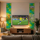 Kit com duas faixas para painel vertical de decoração Brasil Copa 2026, da Angel & Home, exclusivo e de alta qualidade
